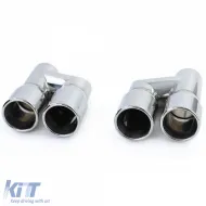 Sport exhaust tailpipes 76mm twin pipe stainless steel pair for Audi A4 B8 sedan 07-15-image-6261251