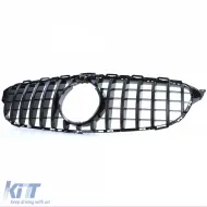 Sport grille glossy black fits for Mercedes C-Class W205 S205 2014-2018-image-6326122
