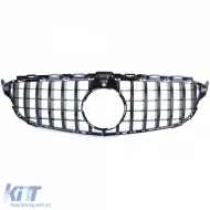 Sport grille glossy black fits for Mercedes C-Class W205 S205 2014-2018-image-6326123