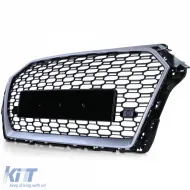 Sport grille honeycomb grille black gloss silver for Audi A3 8V 16-20 without ACC-image-6257550