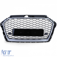 Sport grille honeycomb grille black gloss silver for Audi A3 8V 16-20 without ACC-image-6257552