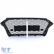 Sport grille honeycomb grille black gloss silver for Audi A3 8V 16-20 without ACC-image-6257553
