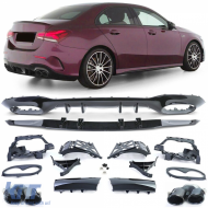 image-25-Sport Heckdiffusor mit schwarzen Endrohren, geeignet für Mercedes A Klasse V177 19-25