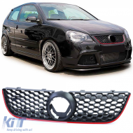 Sport honeycomb grille with red trim for VW Polo 9N3 05-09 also GTI - ODGV6012345