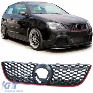image-13-Sport honeycomb grille with red trim for VW Polo 9N3 05-09 also GTI