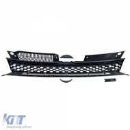 Sport Kühlergrill Schwarz Glanz Chrom ohne Emblem geeignet für VW Golf 6 auch GTI + R-image-6278095