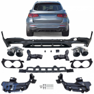 Sport rear diffuser + black round tailpipes for Mercedes GLC X253 19-22 facelift - ODRBDM6014990