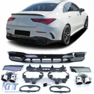 image-78-Sport rear diffuser gloss black with chrome tailpipes for Mercedes CLA C118 X118
