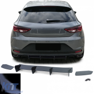 image-55-Sport rear diffuser insert splitter gloss black for Seat Leon 3 5F Cupra 12-16