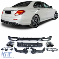 Sport rear diffuser with black tailpipes for Mercedes E-Class W213 Sedan from 16 - ODRBDM6012515