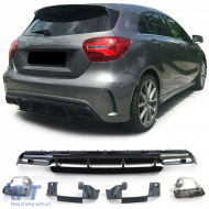 Sport rear diffuser with black tailpipes for Mercedes A-Class W176 from 15