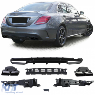 Sport rear diffuser with black tailpipes for Mercedes C W205 sedan 13-18 - ODRBDM6014073