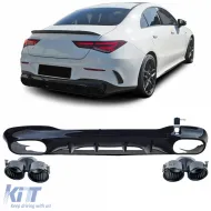 image-49-Sport rear diffuser with black tailpipes for Mercedes CLA C118 X118 2019-2022