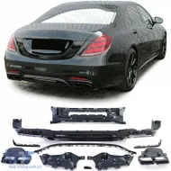 image-28-Sport rear diffuser with dual black tailpipes for Mercedes S-Class W222 17-20