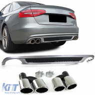 image-51-Sport rear diffuser with dual tailpipes on both sides for Audi A4 B8 07-11