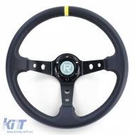Sport steering wheel dished TYPE 1 genuine leather black 350mm for Momo Sparco