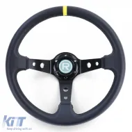 image-68-Sport steering wheel dished TYPE 1 genuine leather black 350mm for Momo Sparco