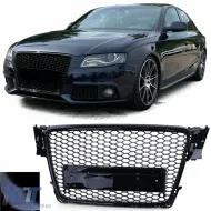 image-5-Sportgitter mit Wabenstruktur ohne Emblem in Hochglanz Schwarz, geeignet für Audi A4 B8 8K 07-11