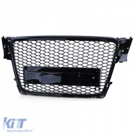 Sportgitter mit Wabenstruktur ohne Emblem in Hochglanz Schwarz, geeignet für Audi A4 B8 8K 07-11-image-6202375
