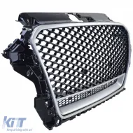 Sportgrill Honigwaben schwarz glänzend silber geeignet für Audi A3 Typ 8V 12-16-image-6210398
