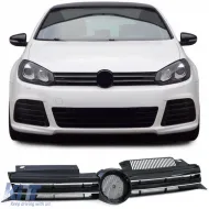 image-69-Sportgrill Kühlergrill Schwarz Glänzend mit Chromleisten, geeignet für VW Golf 6 08-13