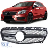 image-14-Sportgrill mit doppelter Leiste in glänzendem Schwarz, geeignet für Mercedes A-Klasse W176 12-15