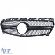 Sportgrill mit doppelter Leiste in glänzendem Schwarz, geeignet für Mercedes A-Klasse W176 12-15-image-6208044