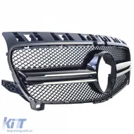 Sportgrill mit doppelter Leiste in glänzendem Schwarz, geeignet für Mercedes A-Klasse W176 12-15-image-6208046