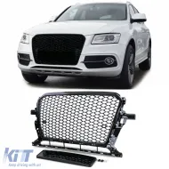 image-26-Sportgrill mit Wabenstruktur ohne Emblem in Hochglanzschwarz, geeignet für Audi Q5 8R 12-16