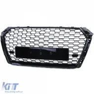 Sportgrill mit Wabenstruktur ohne Emblem in Glanzschwarz geeignet für Audi A4 B9 8W 15-19-image-6201900