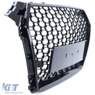 Sportgrill mit Wabenstruktur ohne Emblem in Glanzschwarz geeignet für Audi A4 B9 8W 15-19-image-6201901