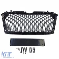 Sportgrill mit Wabenstruktur ohne Emblem Matt Schwarz geeignet für Audi A4 B9 8W 15-19-image-6201736