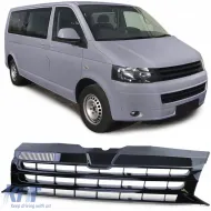 image-6-Sportgrill ohne Emblem in glänzendem Schwarz geeignet für VW Bus T5 Facelift 09-15