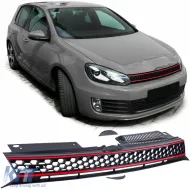 image-55-Sportgrill ohne Emblem schwarz rot geeignet für VW Golf 6 einschließlich GTI 08-13