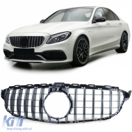 image-61-Sportgrill Schwarz Glänzend Chrom geeignet für Mercedes C-Klasse W205 S205 2014-2018
