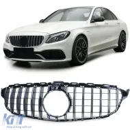 image-59-Sportgrill Schwarz Glänzend Chrom geeignet für Mercedes C-Klasse W205 S205 2014-2018