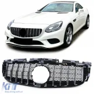 image-74-Sportgrill schwarz glänzend mit Chrom geeignet für Mercedes SLC R172 Facelift 2016-2021