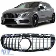image-66-Sportgrill schwarz glänzend mit Chrom, geeignet für Mercedes A-Klasse W176 12-15