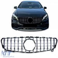 image-77-Sportgrill schwarz glänzend mit Chrom, geeignet für Mercedes W176 Facelift 15-18