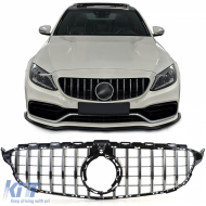 image-58-Sportgrill schwarz glänzend mit Chrom geeignet für Mercedes C-Class W205 S205 18-21
