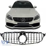 image-33-Sportgrill schwarz glänzend mit Chrom geeignet für Mercedes C-Class W205 S205 18-21