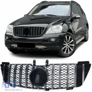 image-5-Sportgrill schwarz glänzend mit Chrom geeignet für Mercedes M-Class ML W164 05-08
