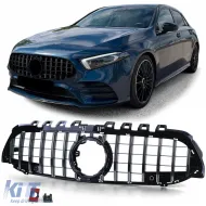 image-64-Sportgrill schwarz glänzend mit Chrom geeignet für Mercedes A-Klasse W177 V177 18-24