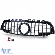 Sportgrill schwarz glänzend mit Chrom geeignet für Mercedes A-Klasse W177 V177 18-24-image-6257480