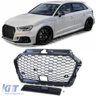 image-34-Sportgrill Wabengitter schwarz glänzend geeignet für Audi A3 8V 16-20 mit ACC