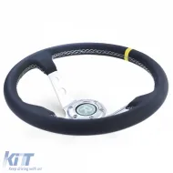 Sportlenkrad dished TYP 2 aus echtem Leder alu schwarz 350mm geeignet für Momo Sparco-image-6196086