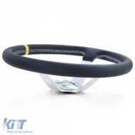 Sportlenkrad dished TYP 2 aus echtem Leder alu schwarz 350mm geeignet für Momo Sparco-image-6196087