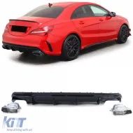 image-21-Sportlicher Heckdiffusor in glänzendem Schwarz mit verchromten Endrohren, geeignet für Mercedes CLA C117 16-19