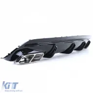 Sportlicher Heckdiffusor in glänzendem Schwarz mit verchromten Endrohren, geeignet für Mercedes CLA C117 16-19-image-6192311