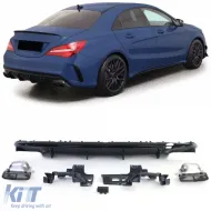 image-45-Sportlicher Heckdiffusor in glänzendem Schwarz mit schwarzen Endrohren, geeignet für Mercedes CLA C117 16-19